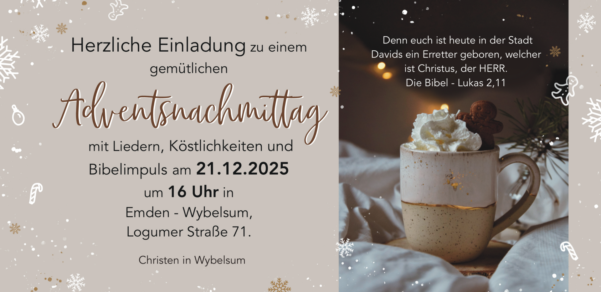 Herzliche Einladung zu einem gemütlichen Adventsnachmittag